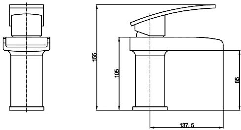 Technical image of Hudson Reed Rhyme Basin & Floor Standing Bath Shower Mixer Tap Pack.