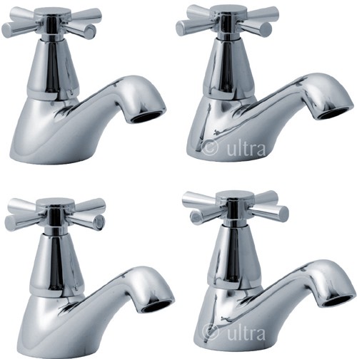 Larger image of Ultra Riva Basin & Bath Tap Set (Chrome).