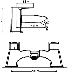Technical image of Ultra Series 130 Bath Filler Tap (Chrome).