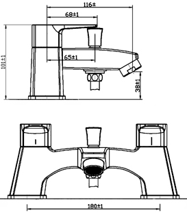 Technical image of Ultra Series 130 Bath Shower Mixer Tap With Shower Kit (Chrome).