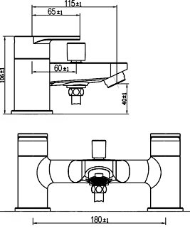 Technical image of Ultra Series 160 Bath Shower Mixer Tap With Shower Kit (Chrome).