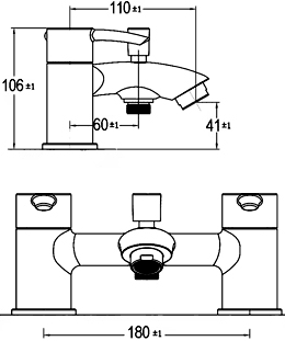 Technical image of Ultra Series 170 Bath Filler Tap (Chrome).