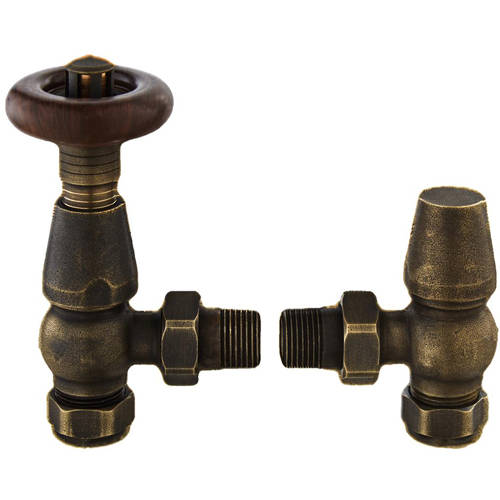 Larger image of HR Traditional Camden Thermostatic Radiator Valve Pack (Antique Brass).