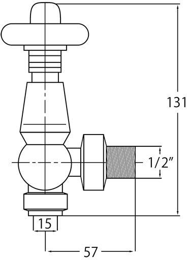 Technical image of HR Traditional Camden Thermostatic Radiator Valve Pack (Chrome).