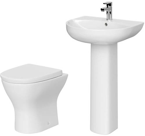 Larger image of Premier Saffron Bathroom Suite With BTW Pan, Basin & Full Pedestal.