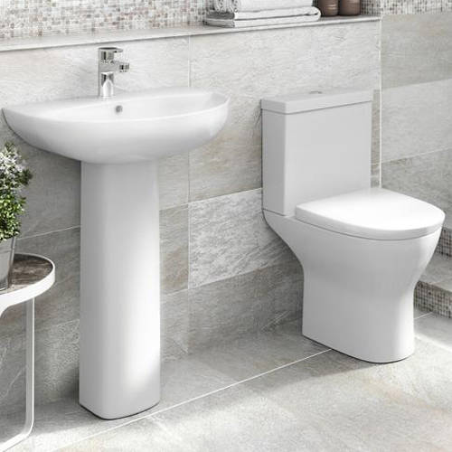 Larger image of Premier Saffron Bathroom Suite With Pan, Cistern, Basin & Full Pedestal.