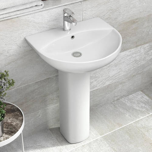 Example image of Premier Saffron Corner Suite With Pan, Cistern, Basin & Full Pedestal.