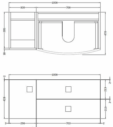 Technical image of HR Sarenna Bathroom Furniture Pack 3 (RH, White)