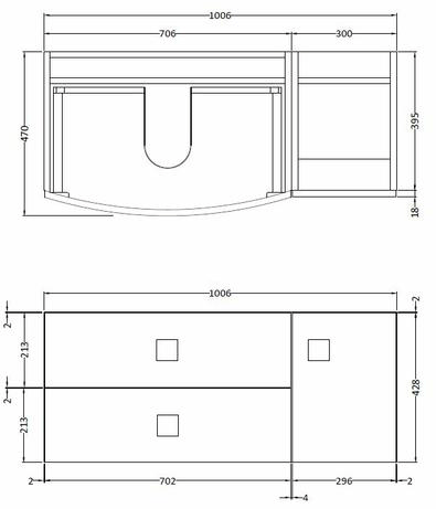 Technical image of HR Sarenna Bathroom Furniture Pack 5 (LH, Cashmere)