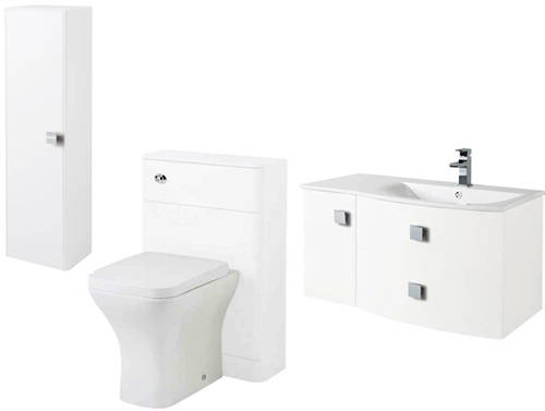 Larger image of HR Sarenna Bathroom Furniture Pack 6 (RH, White)