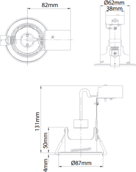 Technical image of Hudson Reed Lighting 2 x Shower Spot Lights & Cool White LED Lamps (White).