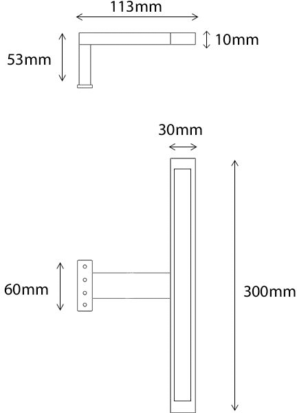 Technical image of Hudson Reed Lighting Over Cabinet COB T-Bar LED Light Only (Cool White).