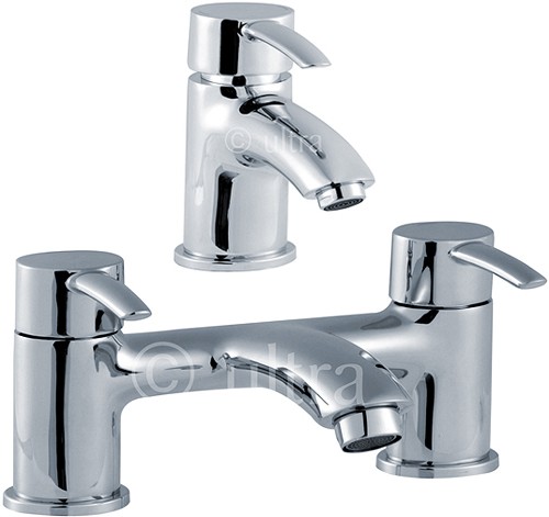 Larger image of Ultra Series 170 Basin Mixer & Bath Filler Tap Set (Chrome).