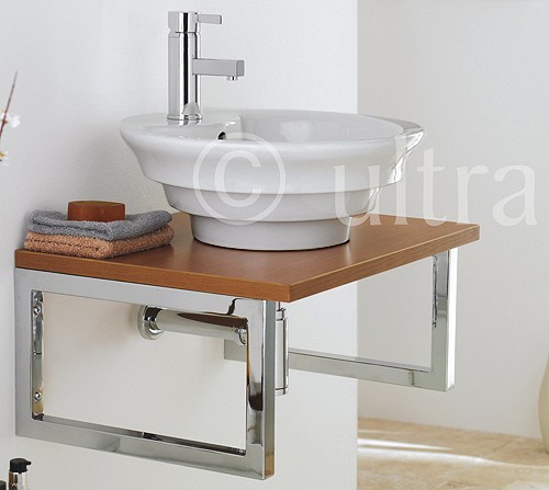 Larger image of Ultra Vanity Sets Vanity Shelf With Round Basin 600mm (Calvados Brown).