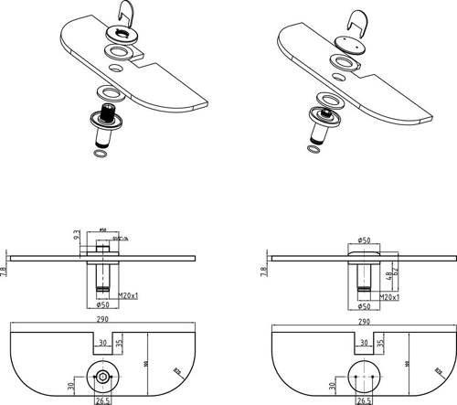 Technical image of Hudson Reed Showers Bar Valve Shelf Only.