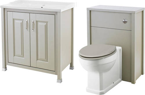 Larger image of Old London Furniture 800mm Vanity & 600mm WC Unit Pack (Stone Grey).