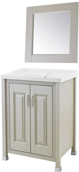 Larger image of Old London Furniture 600mm Vanity & 600mm Mirror Pack (Stone Grey).