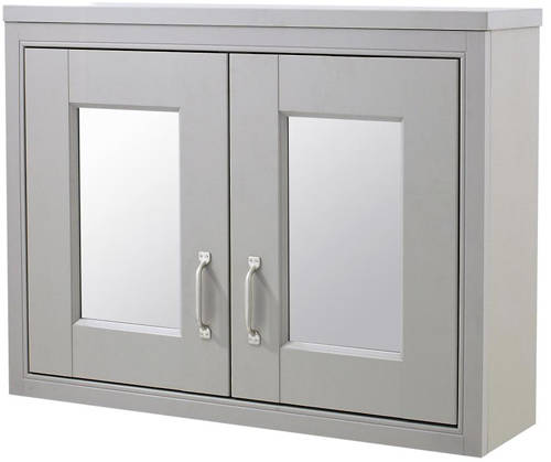 Example image of Old London Furniture 800mm Vanity & Mirror Cabinet Pack (Stone Grey).