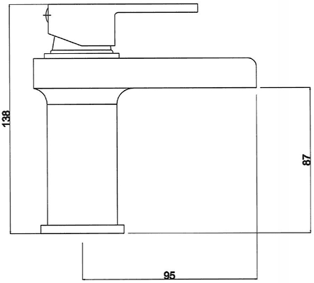 Technical image of Hudson Reed Strike Waterfall Basin Tap (Chrome).