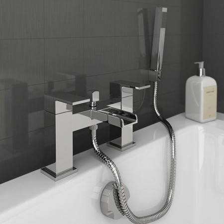 Example image of Nuie Strike Waterfall Basin & Bath Shower Mixer Tap Pack (Chrome).