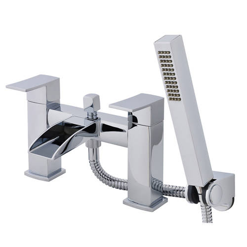 Larger image of Nuie Moat Waterfall Bath Shower Mixer Tap With Kit (Chrome).