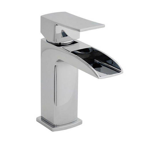 Larger image of Nuie Moat Waterfall Basin Mixer Tap With Push Button Waste (Chrome).
