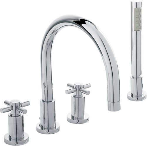 Larger image of Hudson Reed Tec 4 Tap Hole Bath Shower Mixer Tap With Large Spout & Retainer