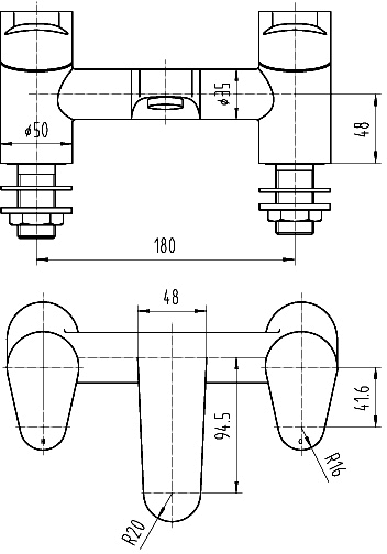 Technical image of Ultra Tilt Bath Filler Tap (Chrome).