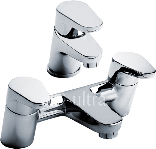 Larger image of Ultra Tilt Basin Mixer & Bath Filler Tap Set (Chrome).