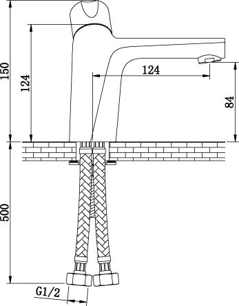 Technical image of Ultra Nemesis Mono Basin Mixer Tap (Chrome).