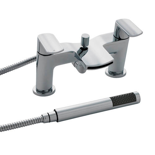 Larger image of Nuie Mona Waterfall Bath Shower Mixer Tap With Kit (Chrome).