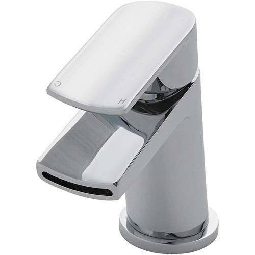 Larger image of Nuie Mona Waterfall Basin Mixer Tap With Push Button Waste (Chrome).