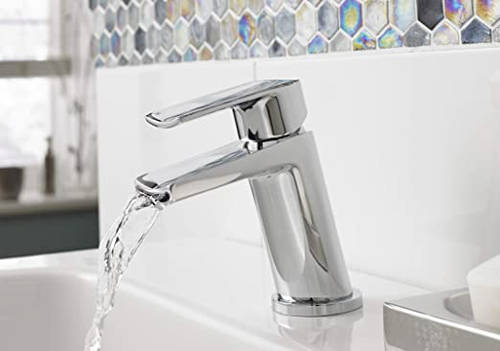 Example image of Nuie Mona Waterfall Basin Mixer Tap With Push Button Waste (Chrome).