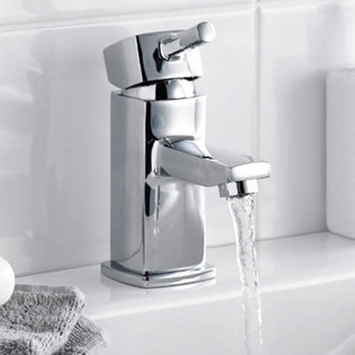 Example image of Nuie Munro Mono Basin Mixer Tap With Push Button Waste (Chrome).