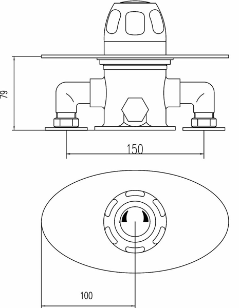 Technical image of Thermostatic TMV3 Concealed Shower Valve & Anti-Vandal Head (Chrome).