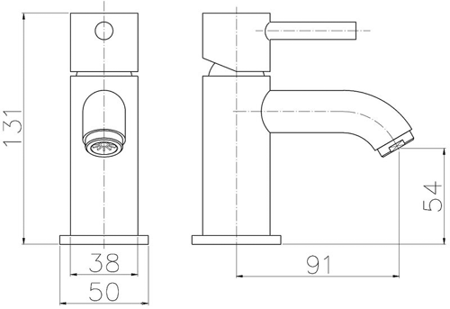 Technical image of Crown Series 2 Mono Basin Mixer Tap (Chrome).