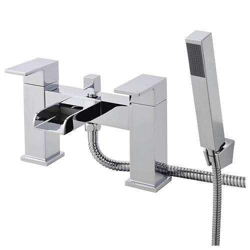 Larger image of Nuie Strike Waterfall Bath Shower Mixer Tap With Kit (Chrome).
