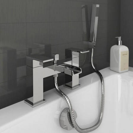Example image of Nuie Strike Waterfall Bath Shower Mixer Tap With Kit (Chrome).