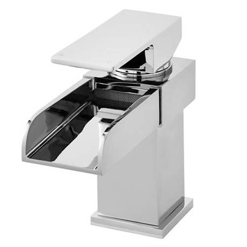 Example image of Nuie Strike Waterfall Basin Mixer Tap With Push Button Waste (Chrome).