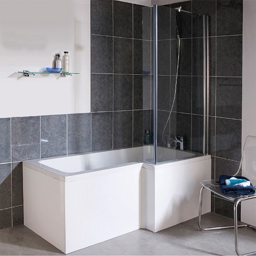 Larger image of Ultra Baths Shower Bath With Panel & Screen. (Right Handed) 850x1700mm.