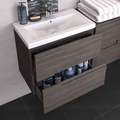Example image of HR Urban 500mm Wall Vanity With 600mm WC Unit & Basin 1 (Grey Avola).
