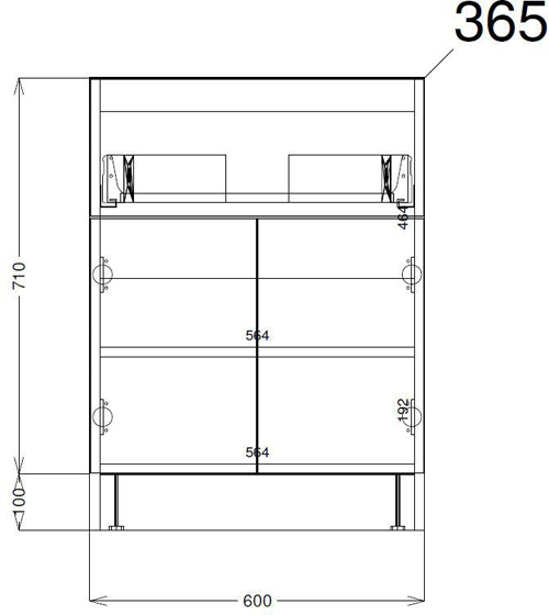 Technical image of HR Urban 600mm Vanity With 600mm WC Unit & Basin 1 (Grey Avola).