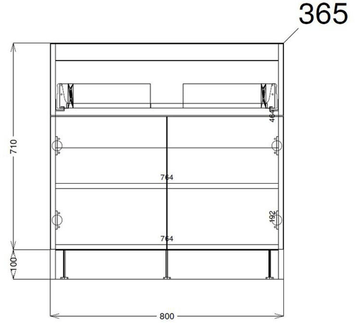 Technical image of HR Urban 800mm Vanity With 600mm WC Unit & Basin 1 (Grey Avola).