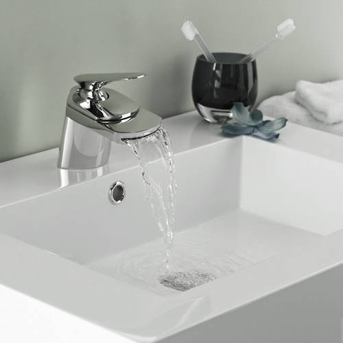 Example image of Nuie Mona Waterfall Basin Mixer Tap With Waste (Chrome).