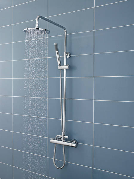 Larger image of Ultra Showers Minimalist Thermostatic Bar Shower Valve & Telescopic Riser Kit.