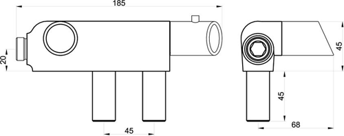 Technical image of Ultra Showers Vertical Thermostatic Bar Shower Valve (Chrome).