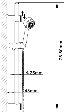 Technical image of Ultra Showers Vertical Thermostatic Bar Shower Valve & Slide Rail Kit.