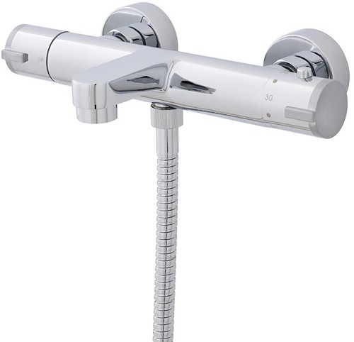 Larger image of Thermostatic Wall Mounted Bath Shower Mixer Tap (Chrome).