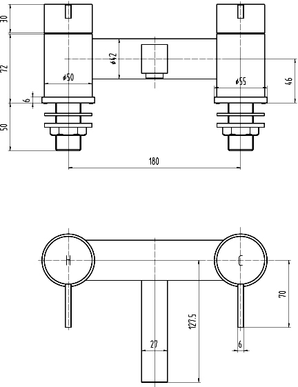 Technical image of Ultra Venture Basin Mixer & Bath Filler Tap Set (Chrome).