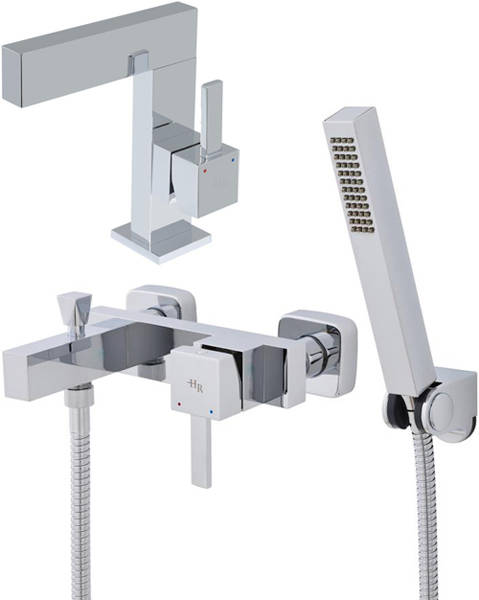 Larger image of Hudson Reed Vesper Wall Mounted Bath Shower Mixer & Basin Mixer Tap (Chrome).